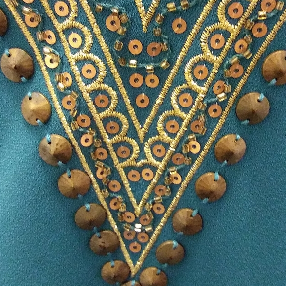 bebe Teal Wide Leg Jumpsuit - Picture 5 of 11